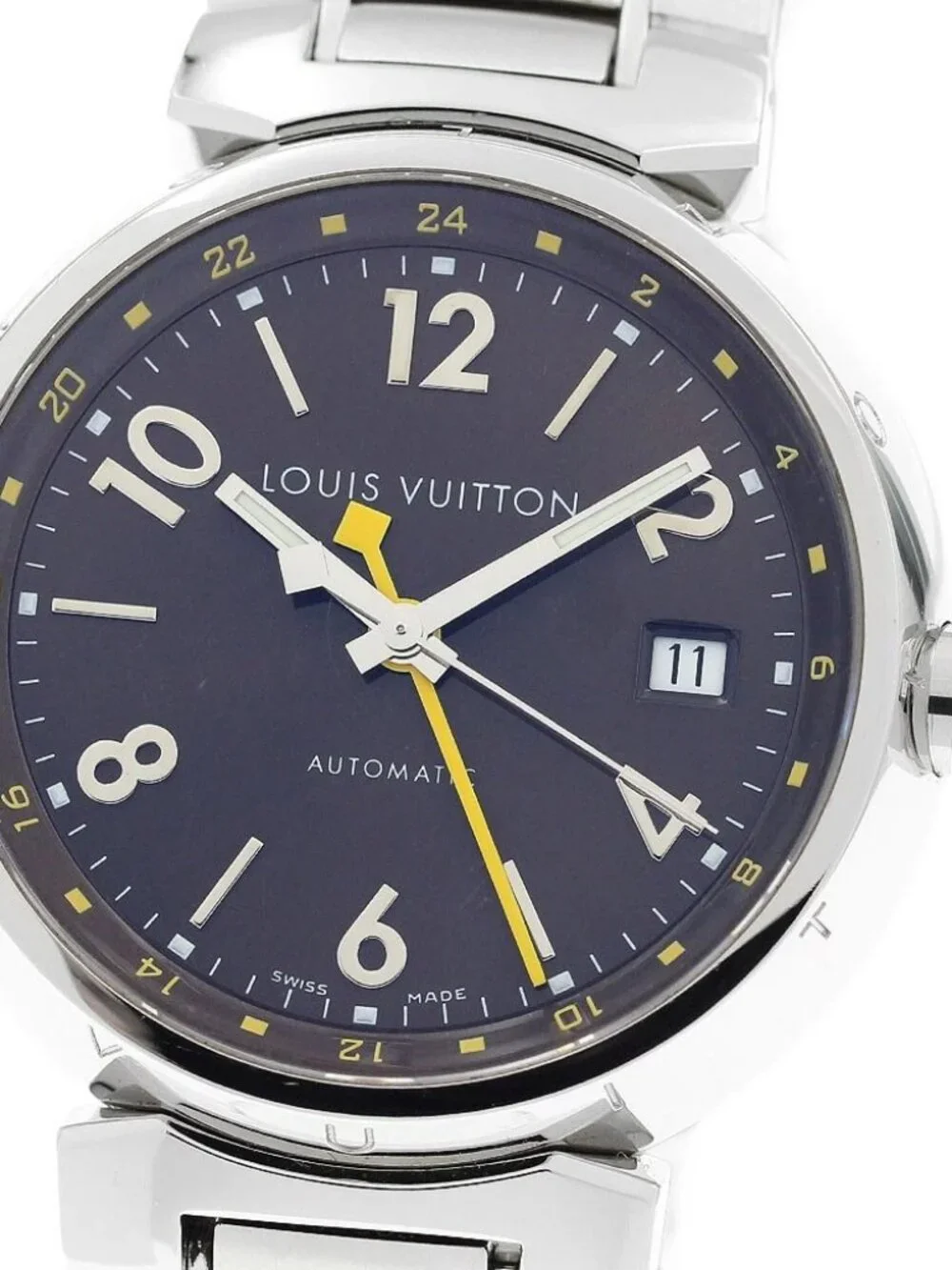 LOUIS VUITTON Tambour Q1131 GMT date Brown Dial Automatic Men's Watch_920483